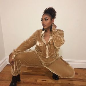 Gold jumpsuit soft material